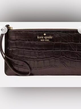 ♠️Kate spade Lucy Croc Embossed Medium L-Zip Wristlet